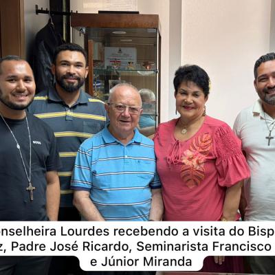 Conselheira Lourdes Lima Recebendo A Visita Do Bispo D. Luiz Padre Jos Ricardo Seminarista Francisco Neto E Jnior Miranda